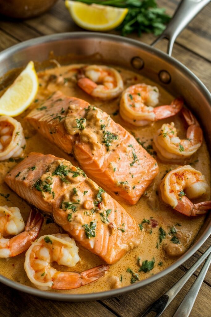 creamy Cajun salmon and shrimp