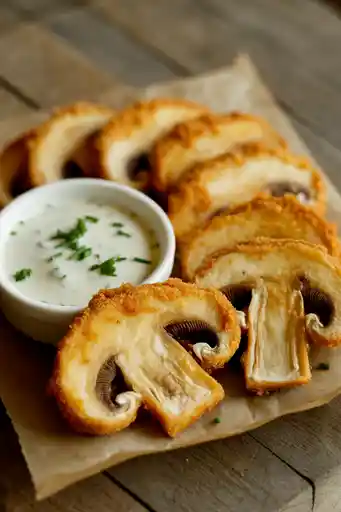 Fried Sliced Mushrooms with Ranch