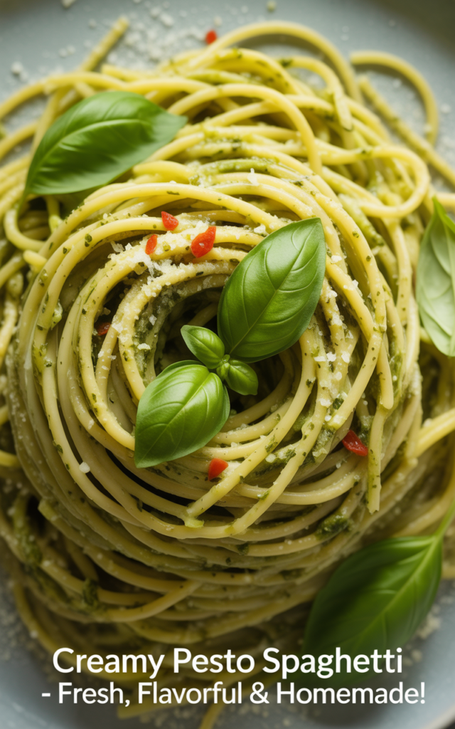 Creamy Pesto Spaghetti – Fresh, Flavorful & Irresistibly Simple