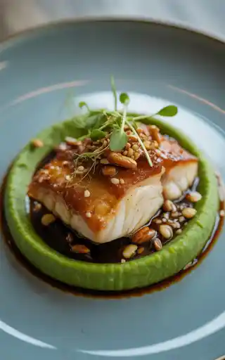 Miso-Glazed Cod with Green Pea Purée