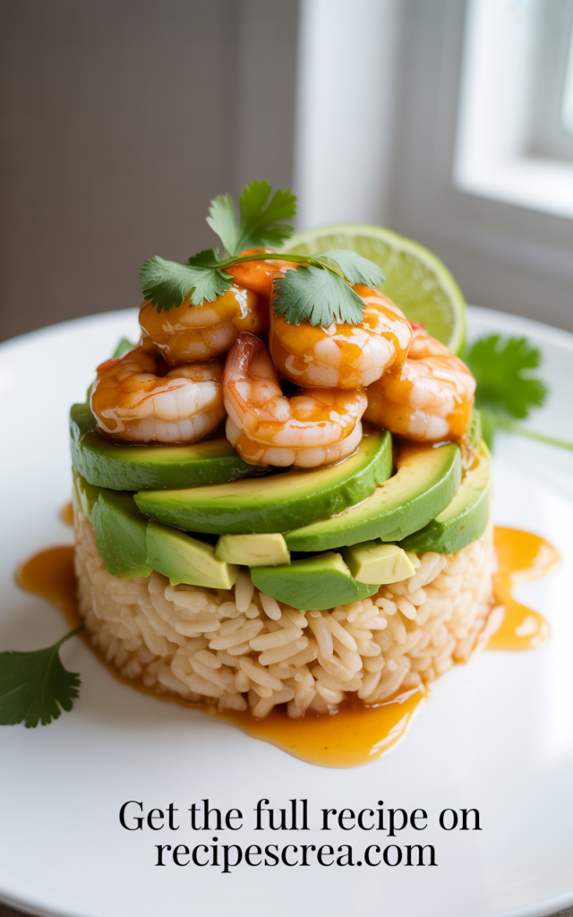 Honey Lime Shrimp & Avocado Rice Stack | Fresh, Zesty & Delicious Layers of Flavor