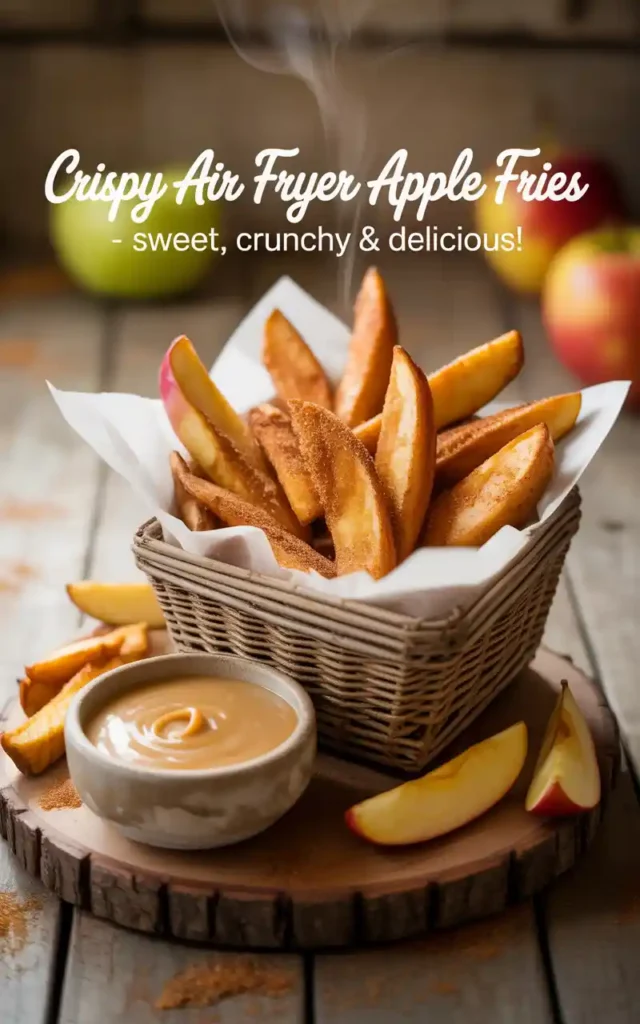 Crispy Air Fryer Apple Fries with Cinnamon Sugar & Caramel Dip | Elegant, Flavorful & Easy